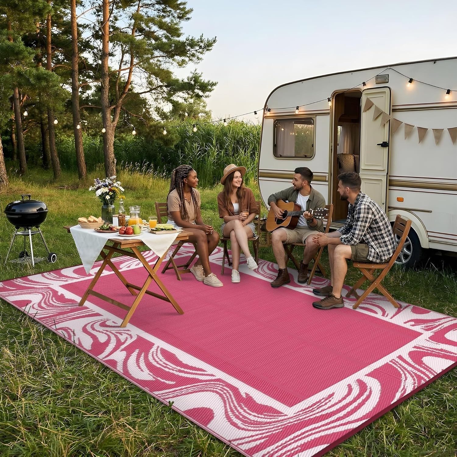 Outdoor Plastic Straw Rugs Waterproof Reversible Patio Camping Picnic Carpet Mat