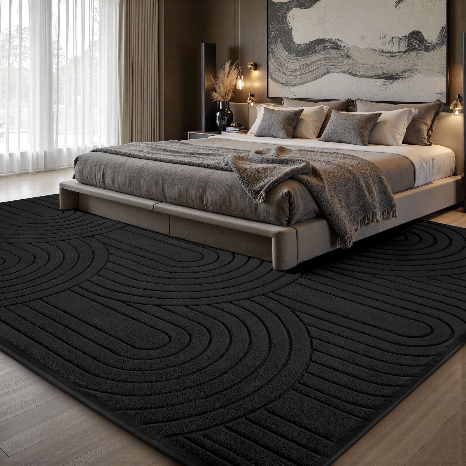Large Rainbow Plush Shag Area Rug Ultra Soft Non-Slip Floor Carpet
