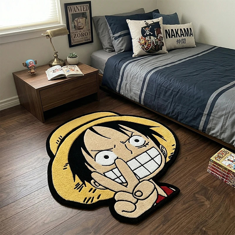 One Piece Luffy Anime Rug Irregular Soft Fluffy Non Slip Gaming Room Floor Mat