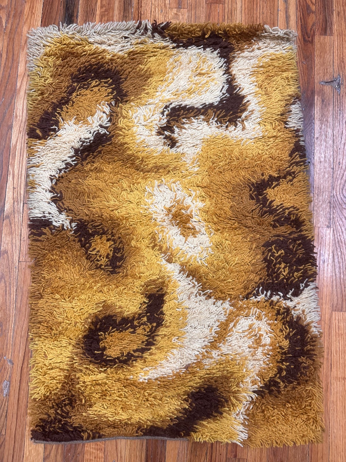 60’s DANIA TAEPPER Waves UNUSED Abstract Danish Rya Rug Mid Century Modern S