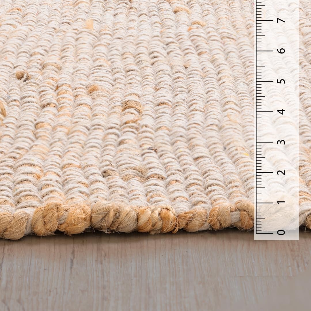 Homemonde Hand Woven Jute Cotton Runner Rug – 2 X 6 Ft Natural Fiber –