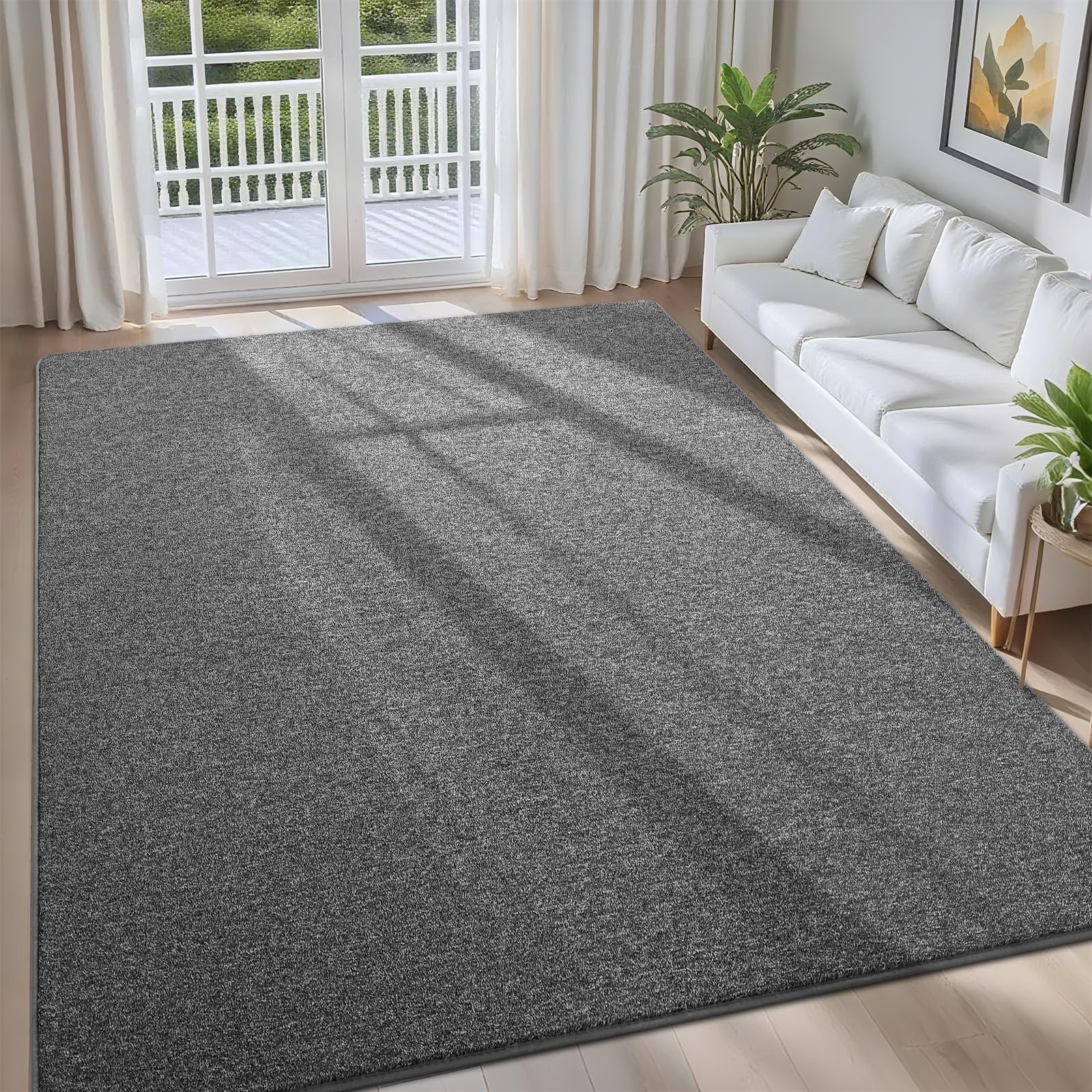 4×6 Ft Dark Grey Area Rug Washable Thickened Memory Foam Living Room Carpet