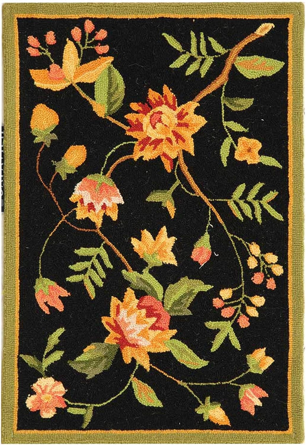 Chelsea Collection Accent Rug – 1’8″ X 2’6″, Black, Hand-Hooked French Country W