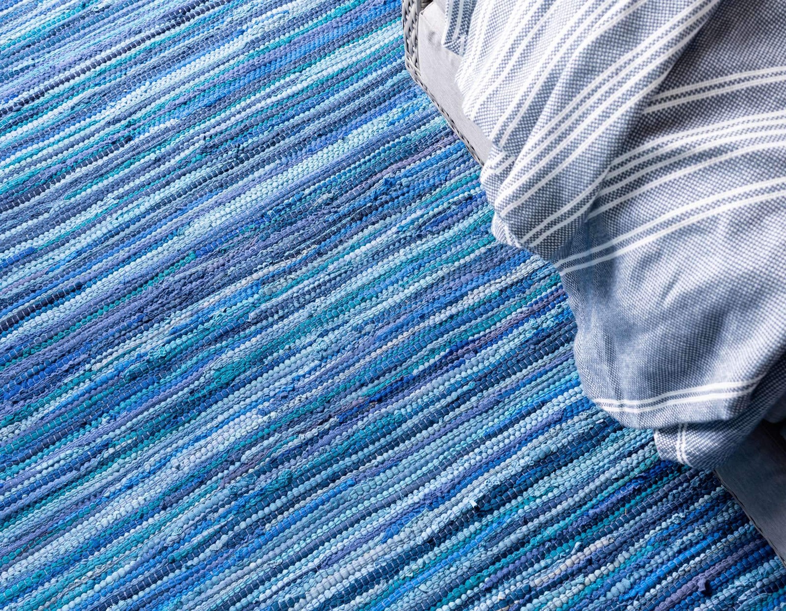 Unique Loom Chindi Cotton Collection Soft Hand Woven Natural Fiber Striped Area