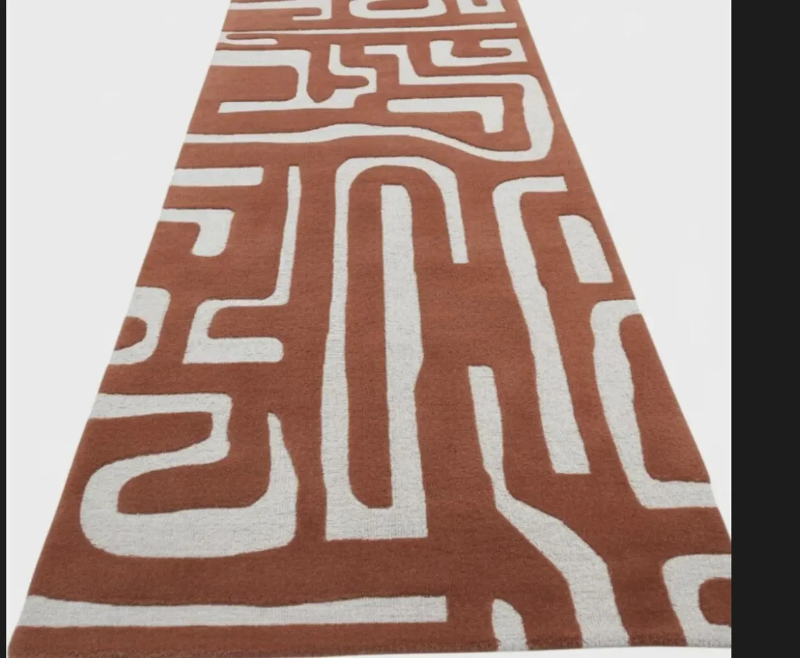 Runner Rug | Modern Abstract Hand-Tufted Wool | Orange & White Hallway Carpet