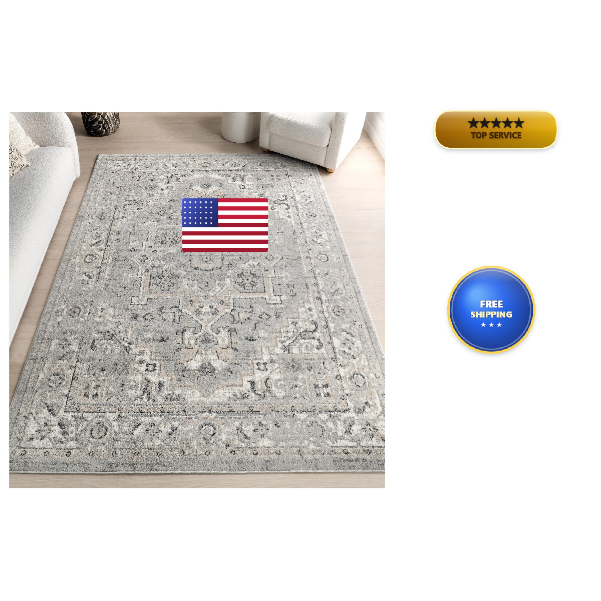 Nuloom Gena Light Grey/Ivory 4 X 6 Distressed Medallion Soft And Cozy High