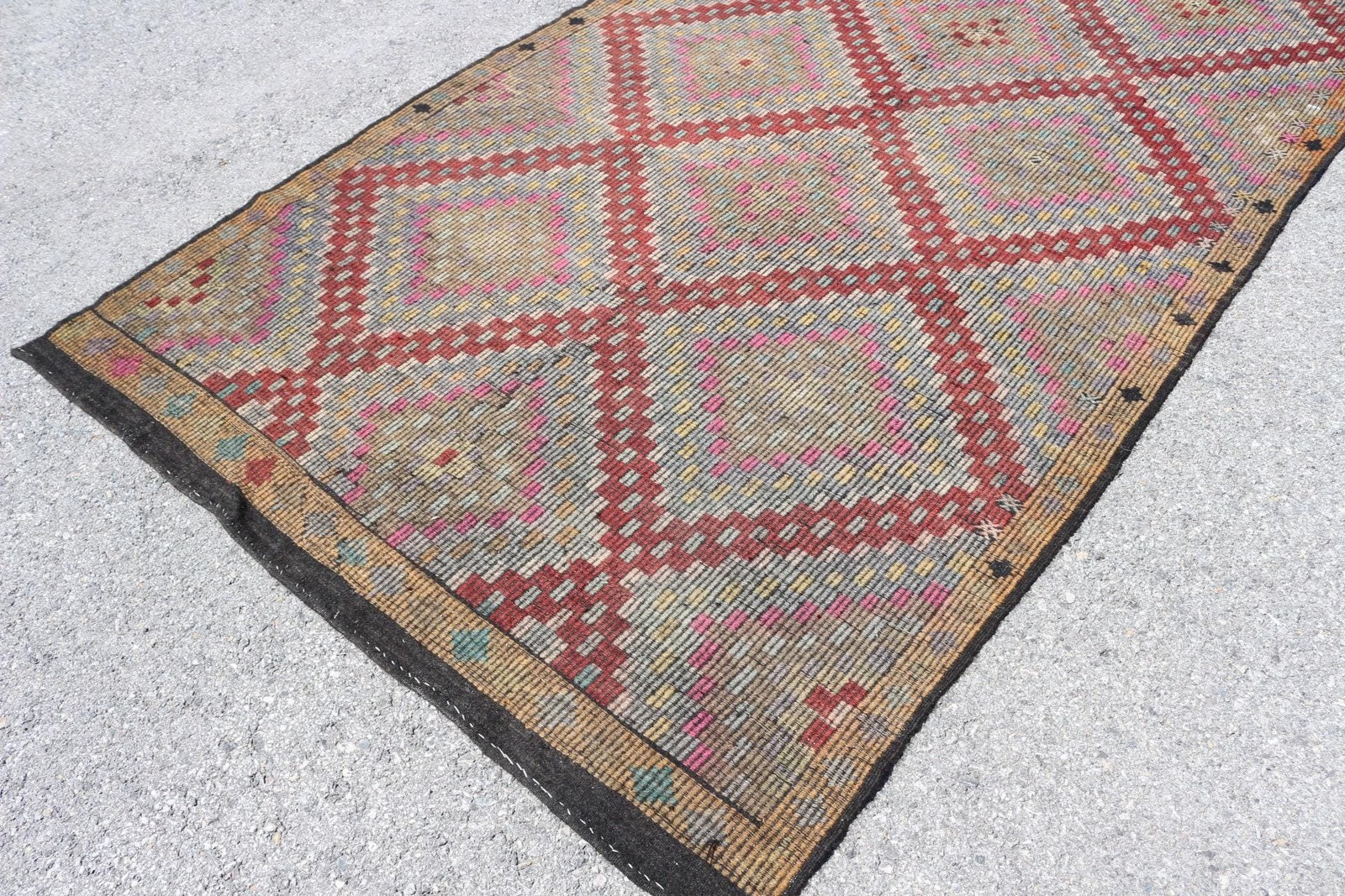 5,7×11,2 ft Rug, Turkish Vintage Large Rug, Red Kilim Wool Rug