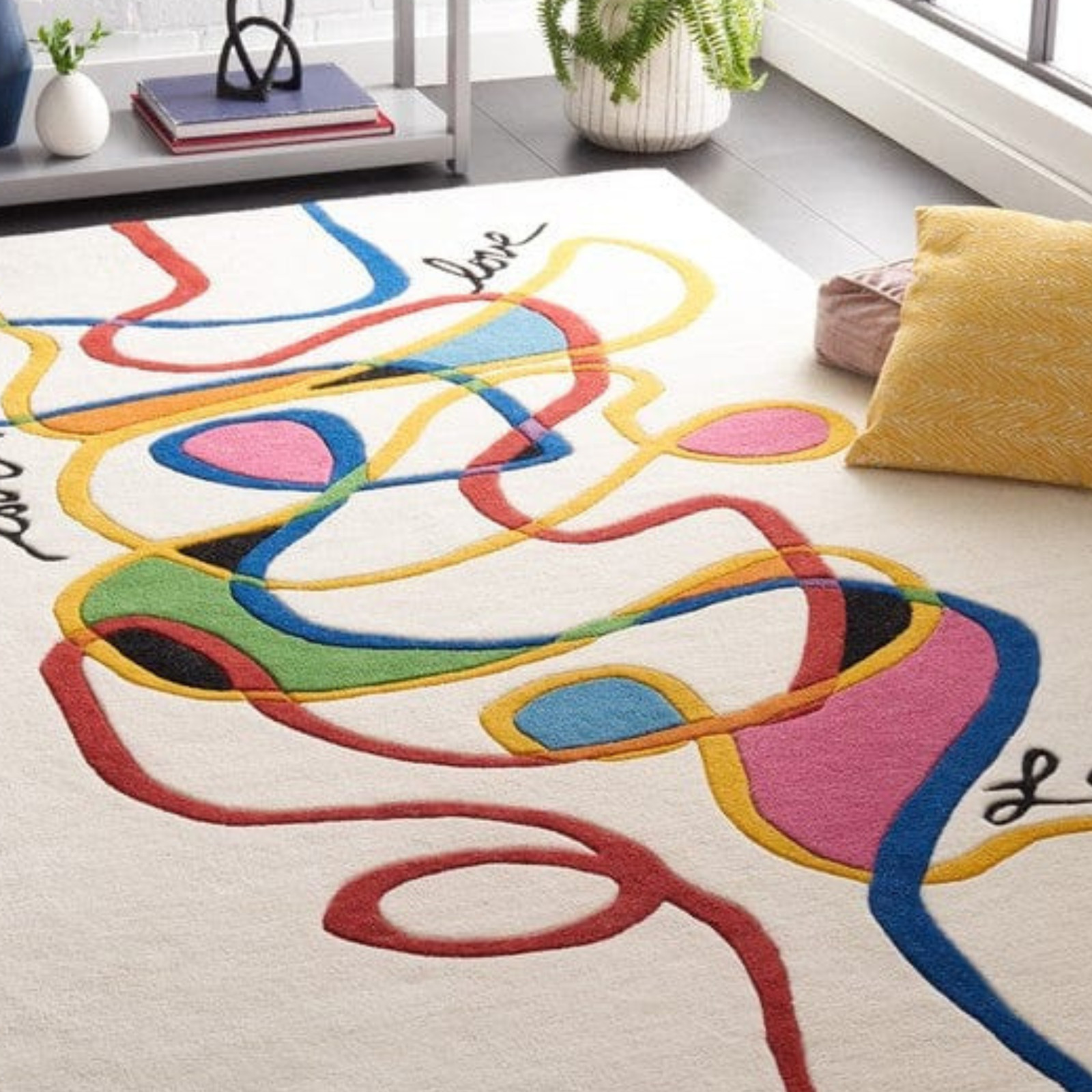 Modern Abstract Design Handmade Hand Tufted Woollen Area Rug, Custom Size Rugs