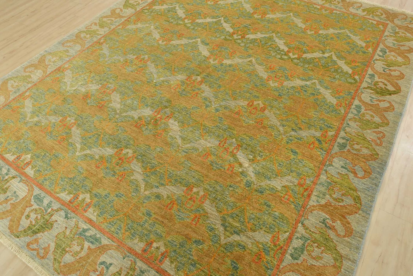 Ziegler Rug 8’2” x 10’1” Green Wool Traditional Hand-Knotted Oriental Carpet