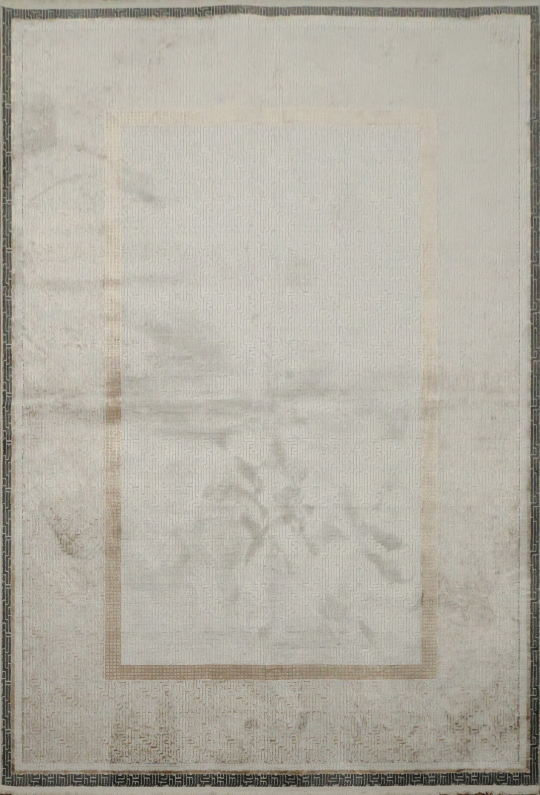 Elegant Neutral Tone Rug 5×8 Ft Contemporary Modern Bordered Design Turkish Rug