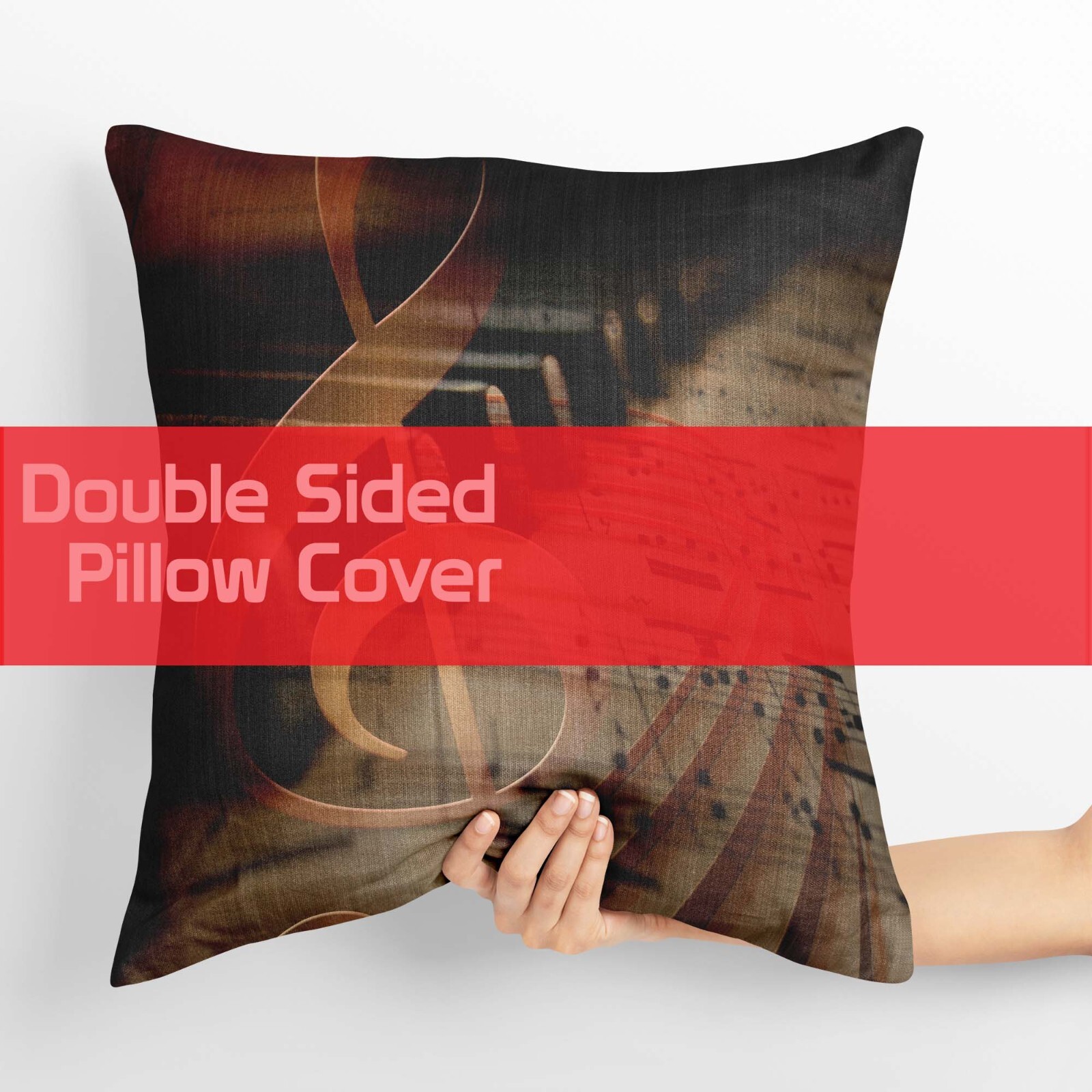 Music Pillow Cover, Piano Decor, Treble Clef Art, Note Cushion, Musical Gift
