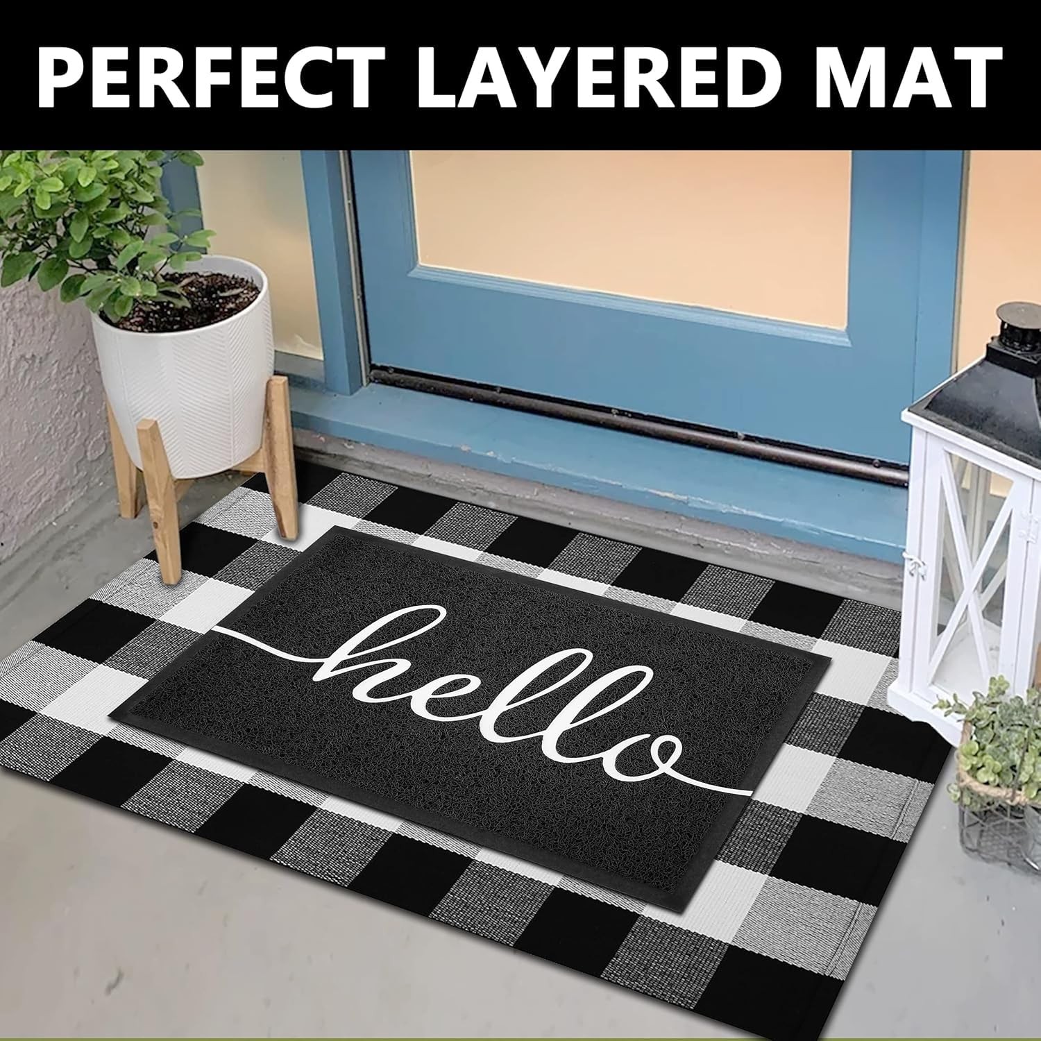 Door Mat Outside Inside Hello Doormat, 30″x17.5″, Durable Floor Mat Non Slip …