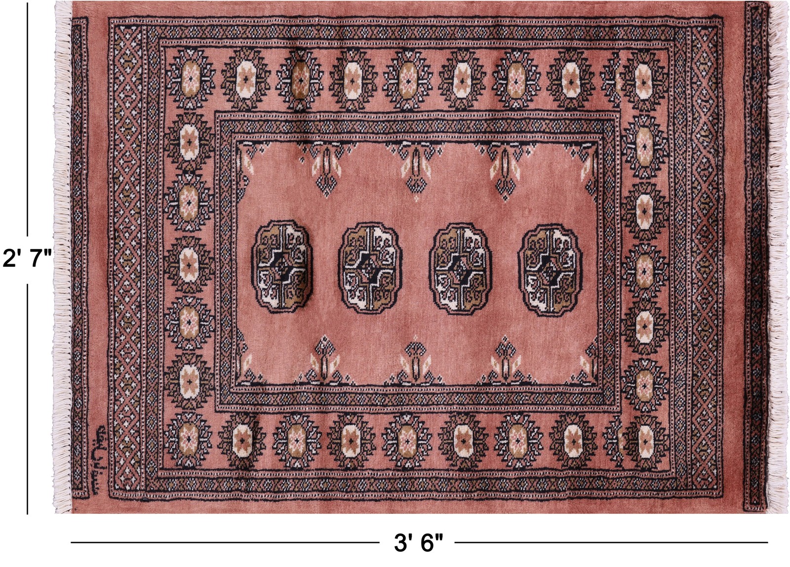 Rust Signed Silky Bokhara Hand-Knotted Wool Rug 2′ 7″ X 3′ 6″ – Q23854