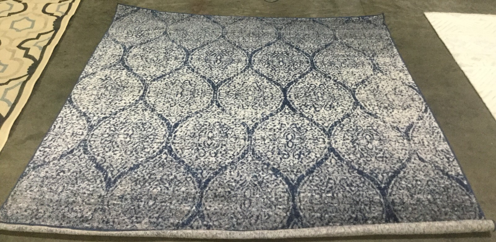 NAVY / SILVER 6′-7″ X 6′-7″ Back Stain Rug, Reduced Price 1172663142 MAD604G-7SQ