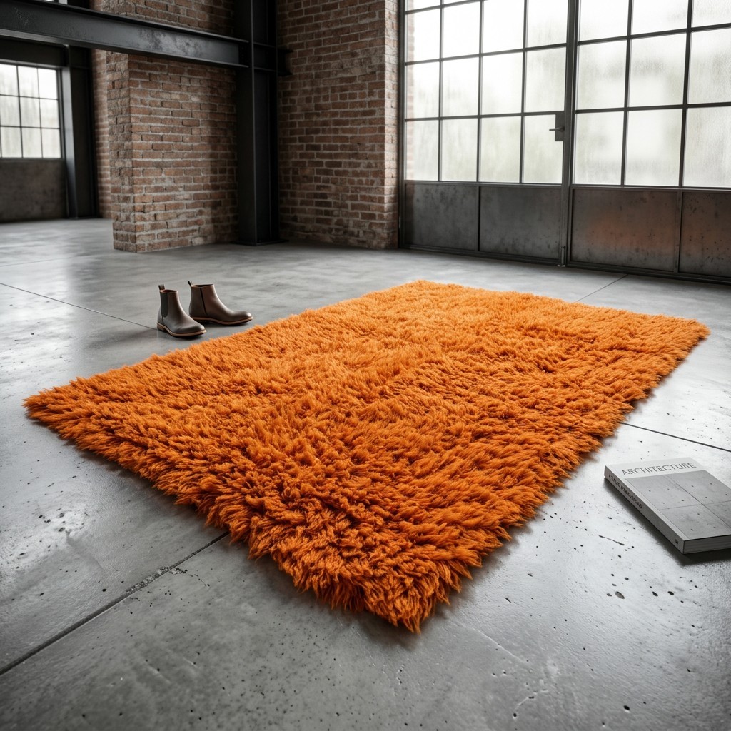 STYLISH ORANGE GREEK FLOKATI RUGS 💥100% WOOL💥THICK 3.5″ PILE💥SHAG AREA RUGS