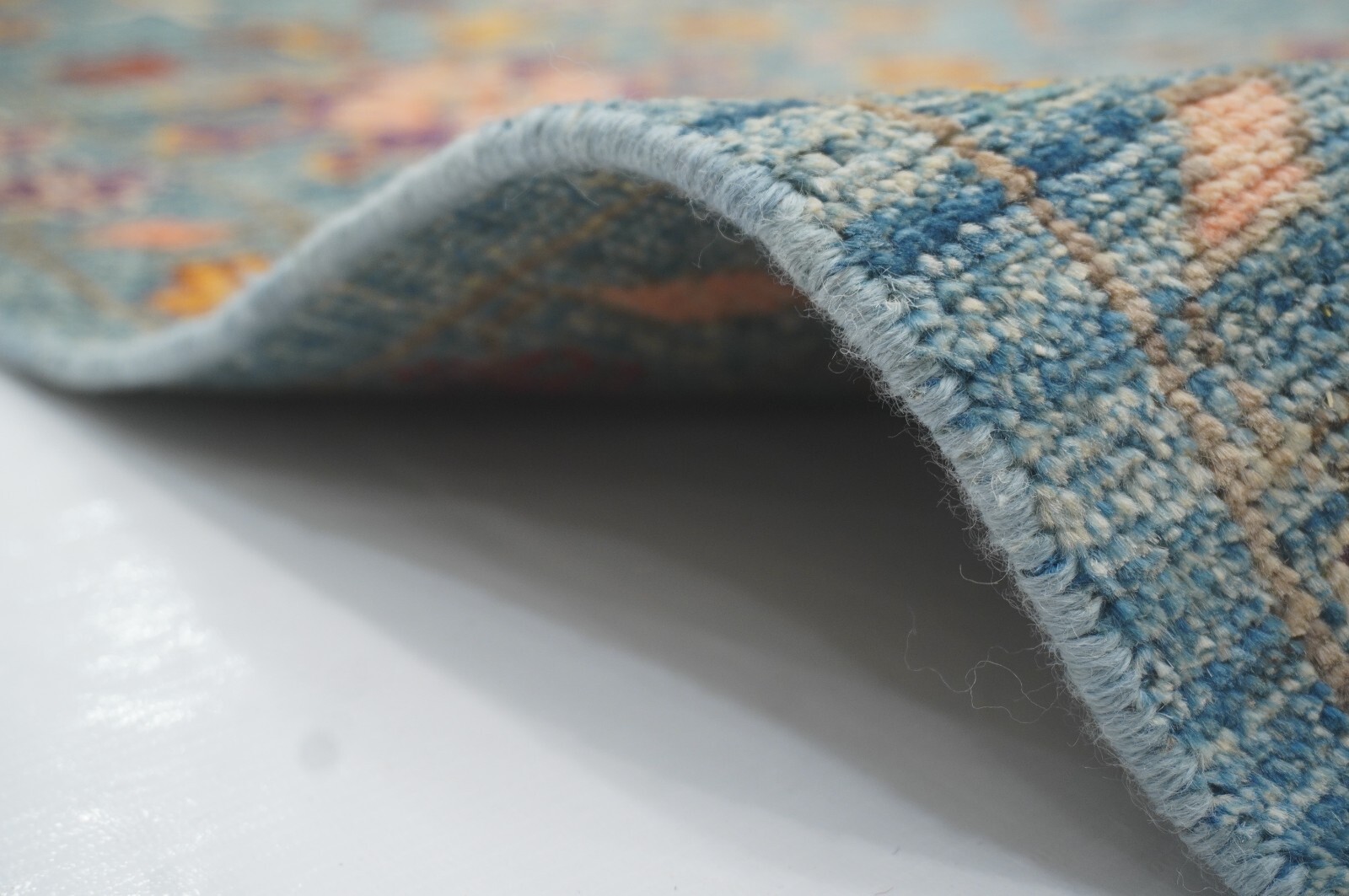 8×10 Blue Turkish Oushak Hand Knotted Wool Area Rug for Bedroom 8’2×10’1