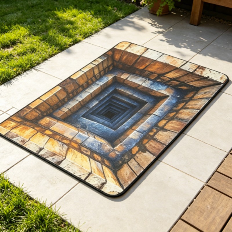 3D Optical Illusion Brick Tunnel Doormat Non Slip Floor Rug 1Pcs