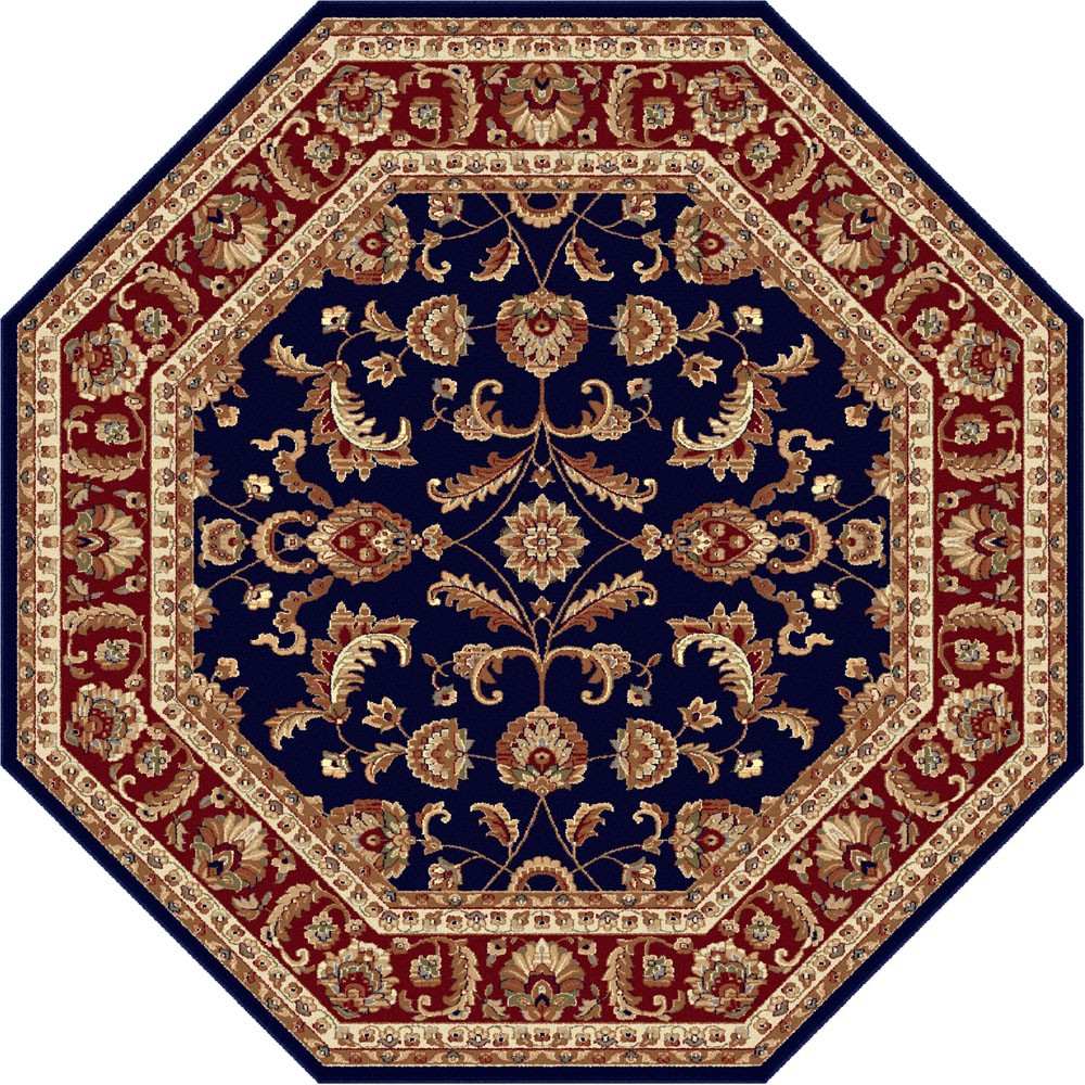 5×5 Octagon Sensation Blue Vines Leaves 4797 Area Rug – Approx 5′ 3″ x 5′ 3″