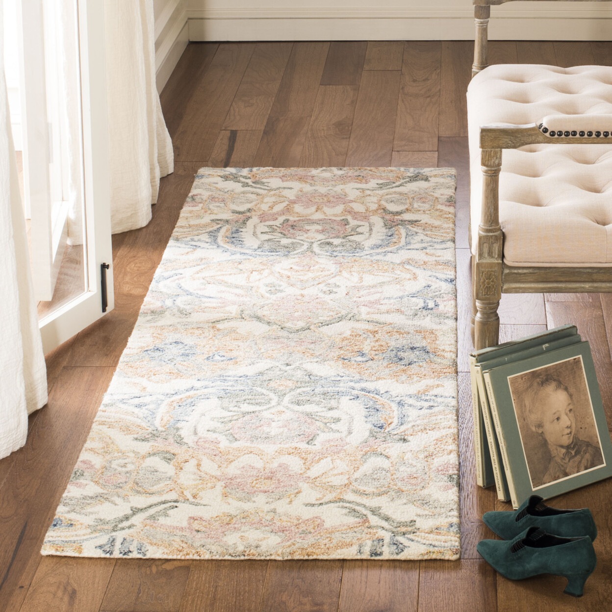 SAFAVIEH Micro-Loop MLP901M Handmade Ivory / Blue Rug
