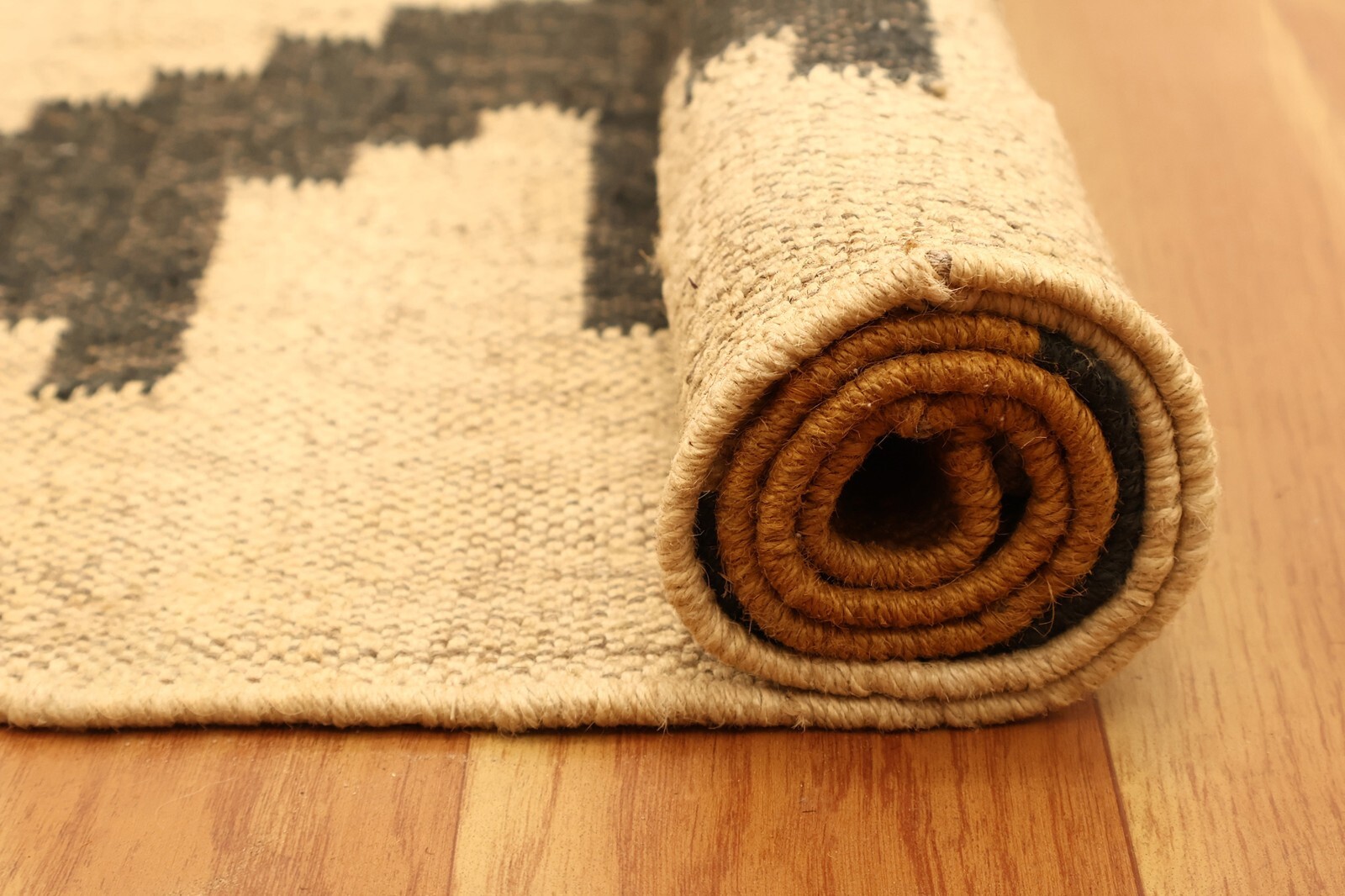 Large Wool Jute Area Rug 5×8 Kilim Rug – Beige Yellow Natural Wool Jute Hand