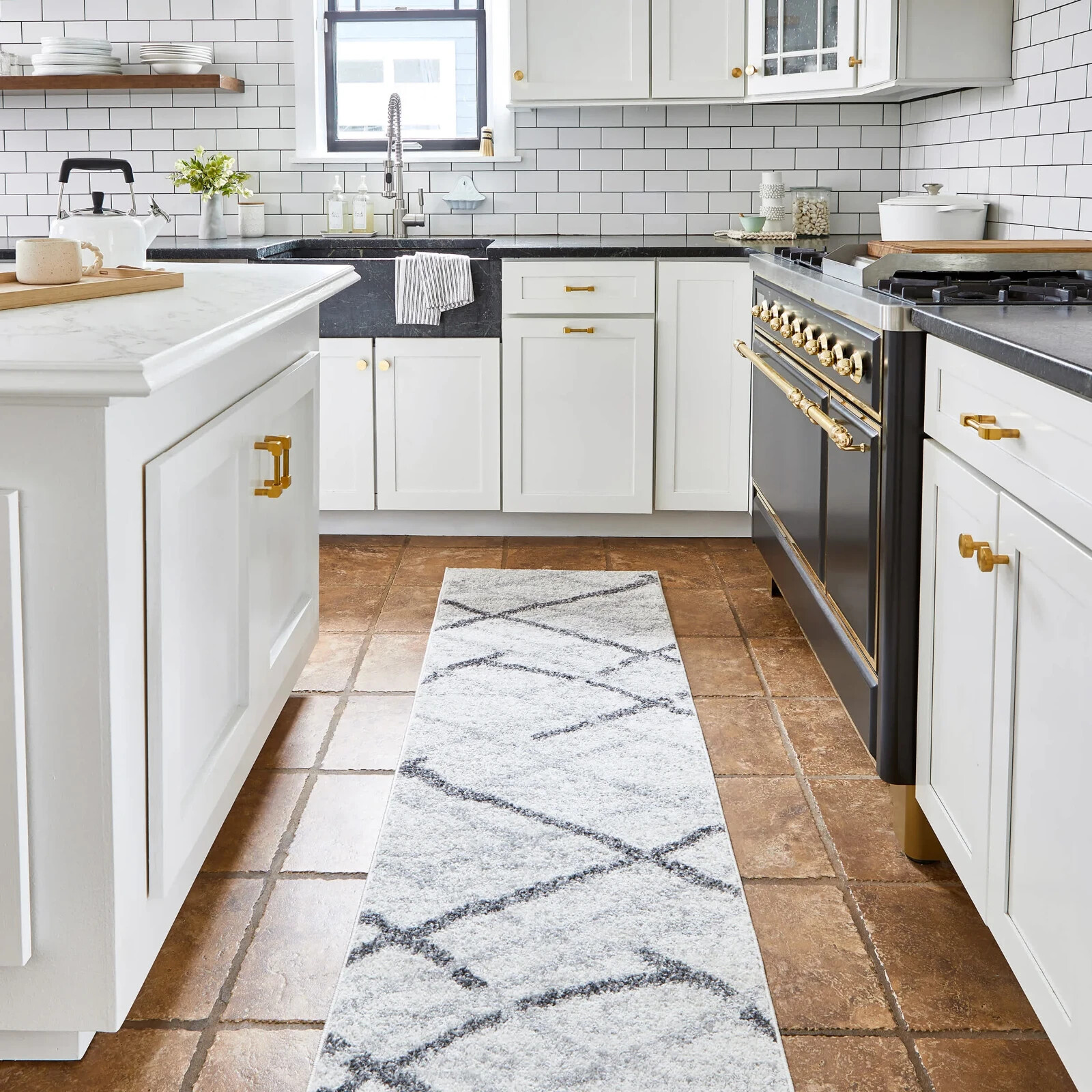 Smoky Runner Grey Rug Broken Lattice Rug 2’x8′ BDSM04A Brand New