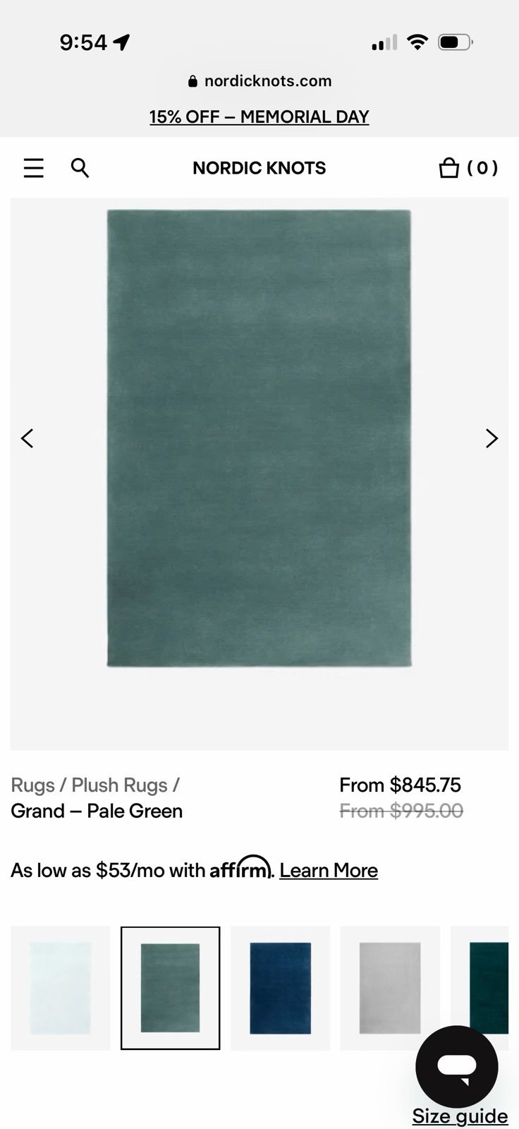 Hand tufted Pale Green Soft / durable wool from New Zealand 1×1 Sample