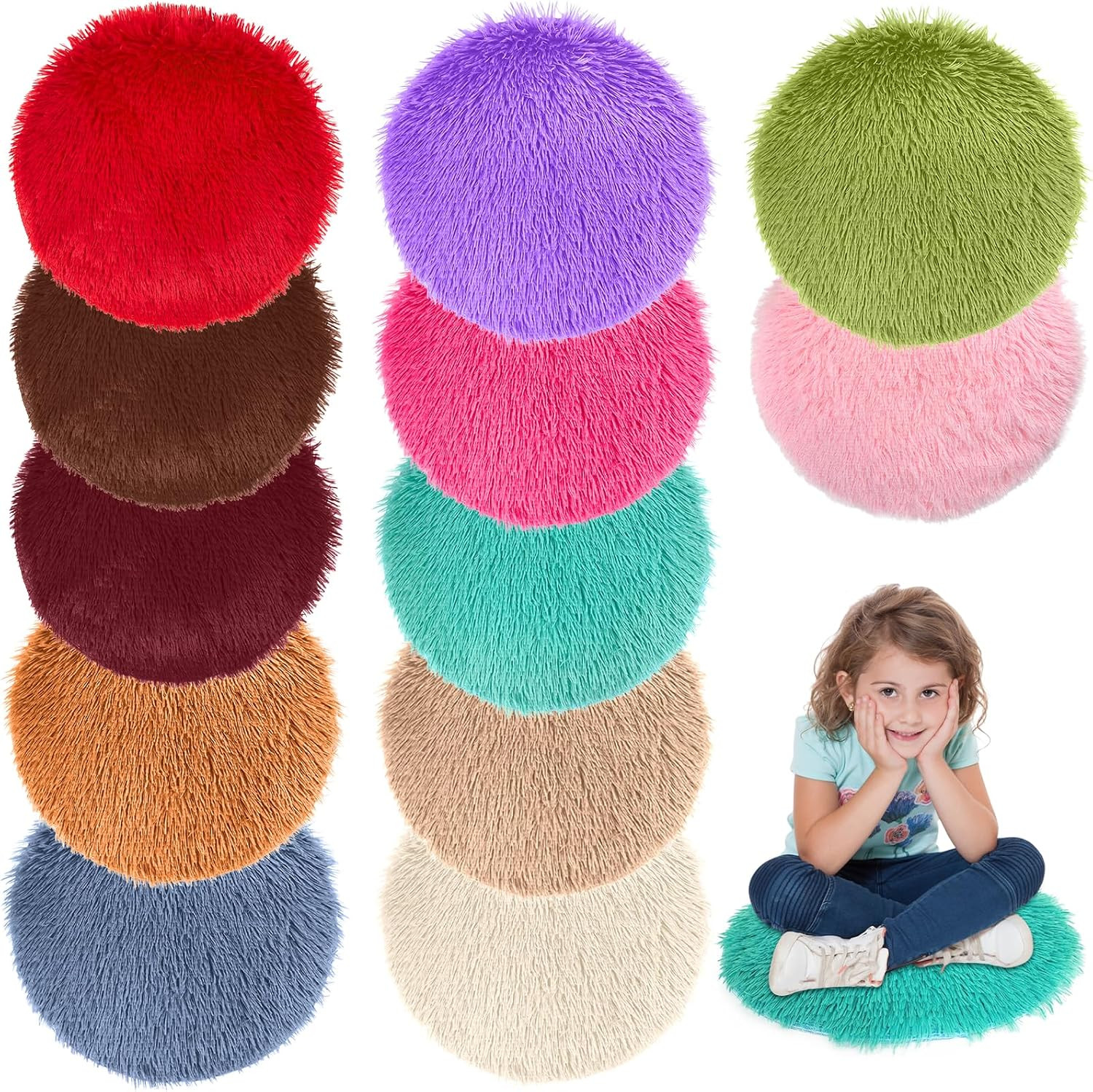 12 Pcs Kids Crazy Carpet Circle Seats round Floor Mat Kids Floor Cushions 16 Inc