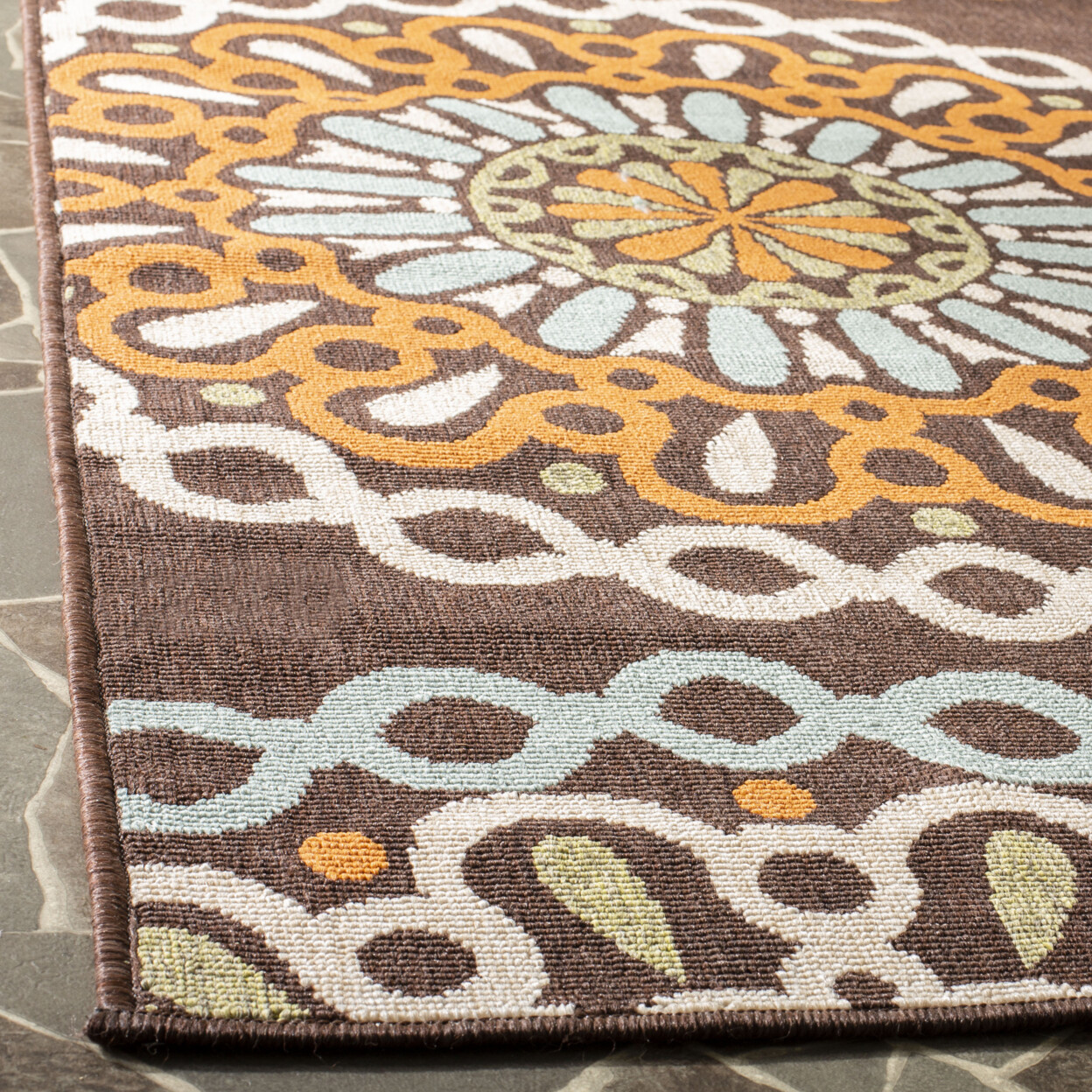 SAFAVIEH Outdoor VER092-0313 Veranda Collection Creme / Red Rug