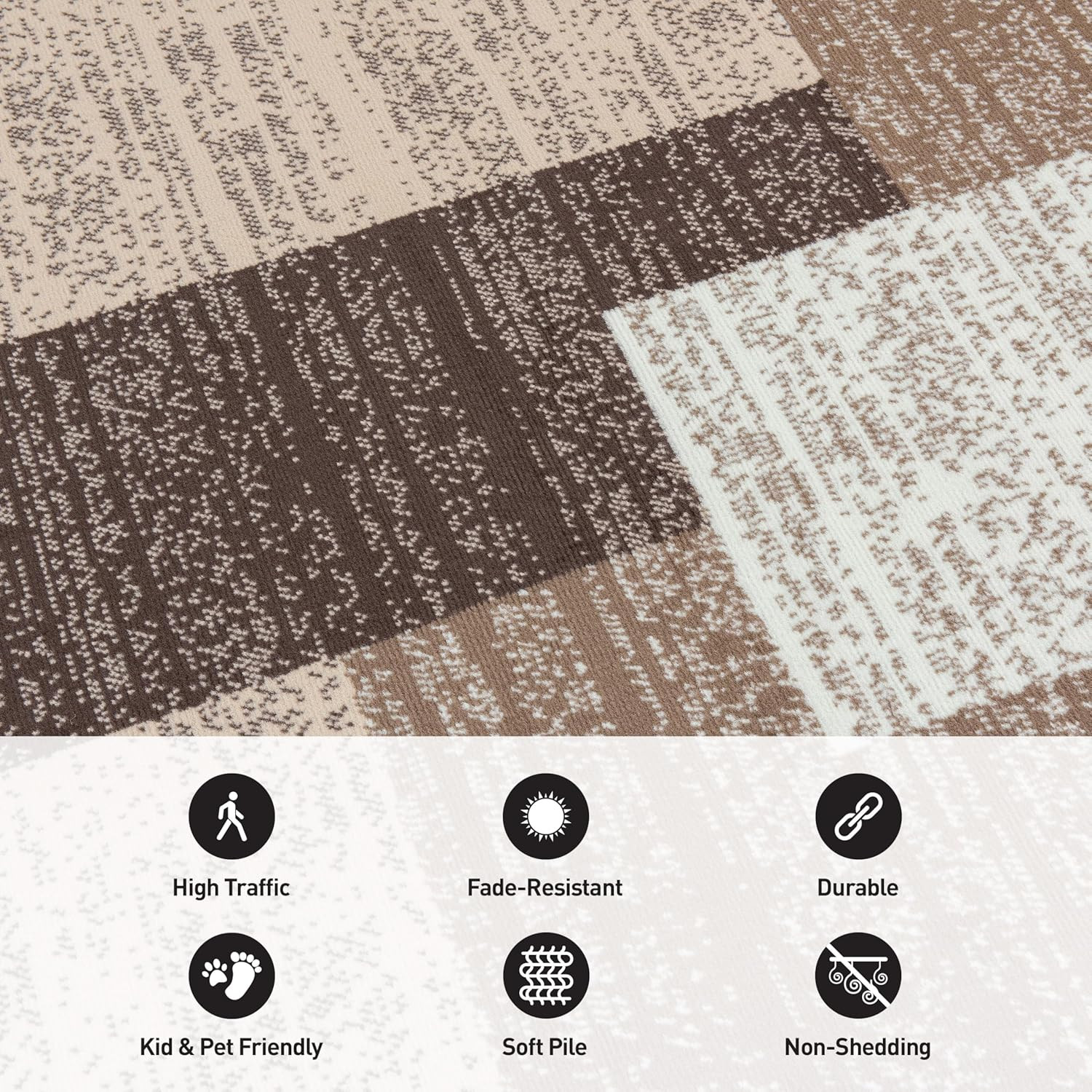 Contemporary Distressed Boxes Soft Runner Rug 2’X7′ Brown