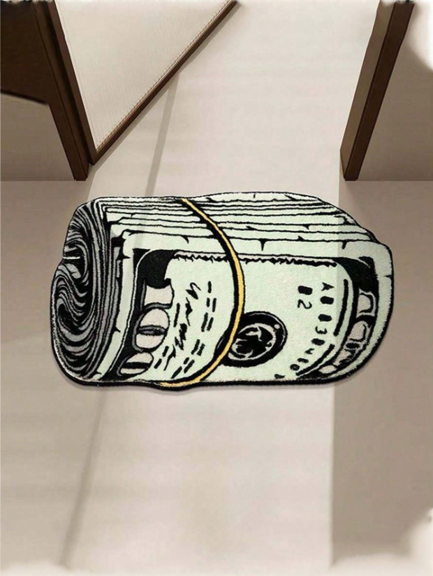 Dollar Sign Area Rug Soft Cashmere Non Slip Washable Floor Mat Bedroom Living Ro