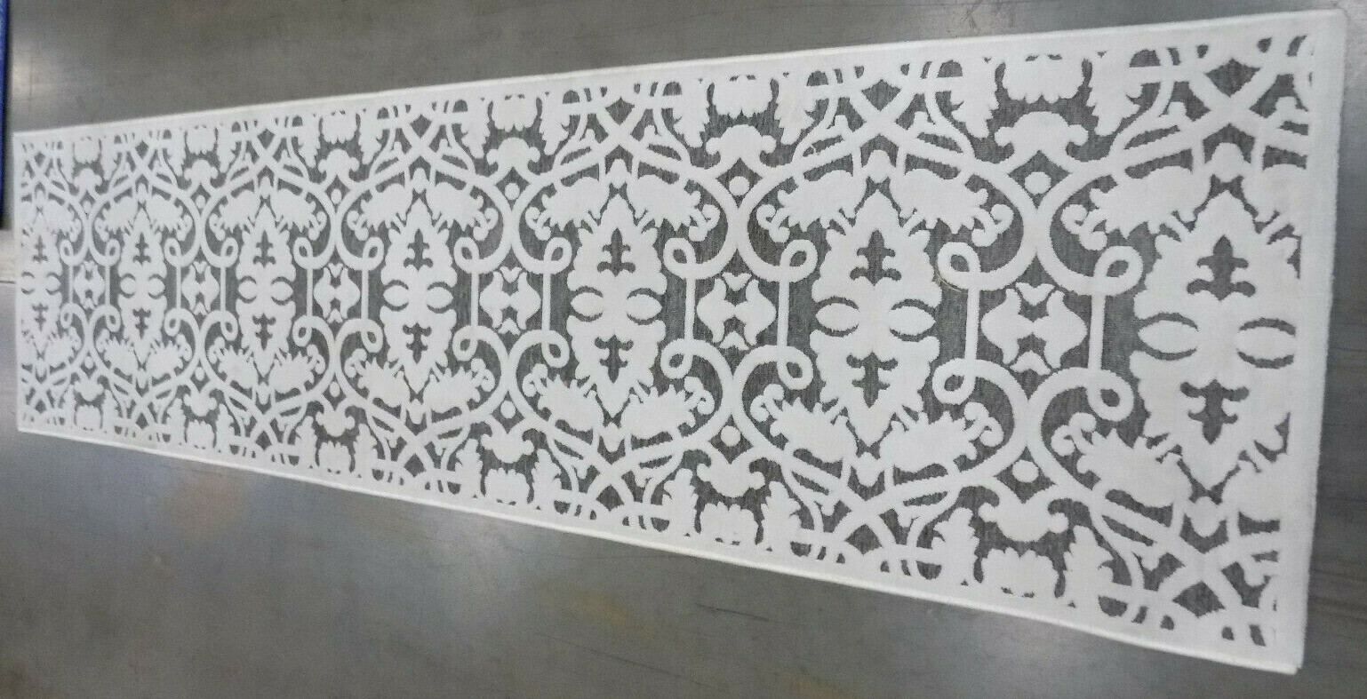 IVORY / DARK GREY 2′ X 7′ Stained Rug, Reduced Price 1172559681 PARB636C-27