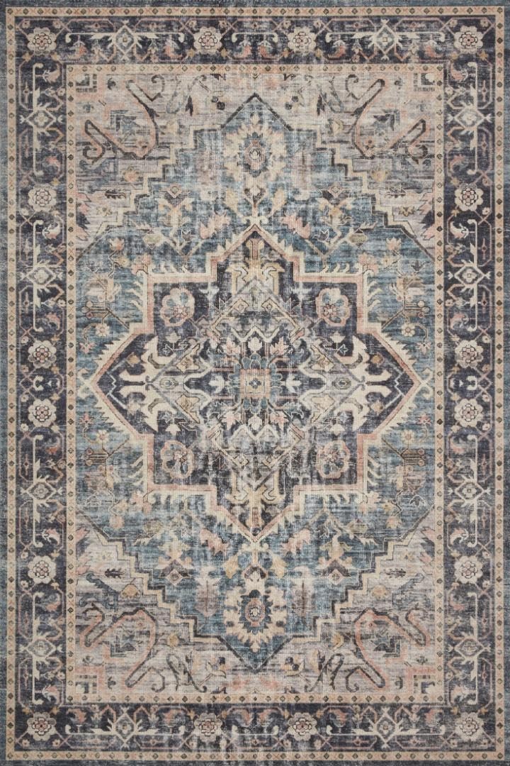 Hathaway Collection Hth01 Navy/multi 23 X 39 .25 Thick Accent Rug Soft Dura