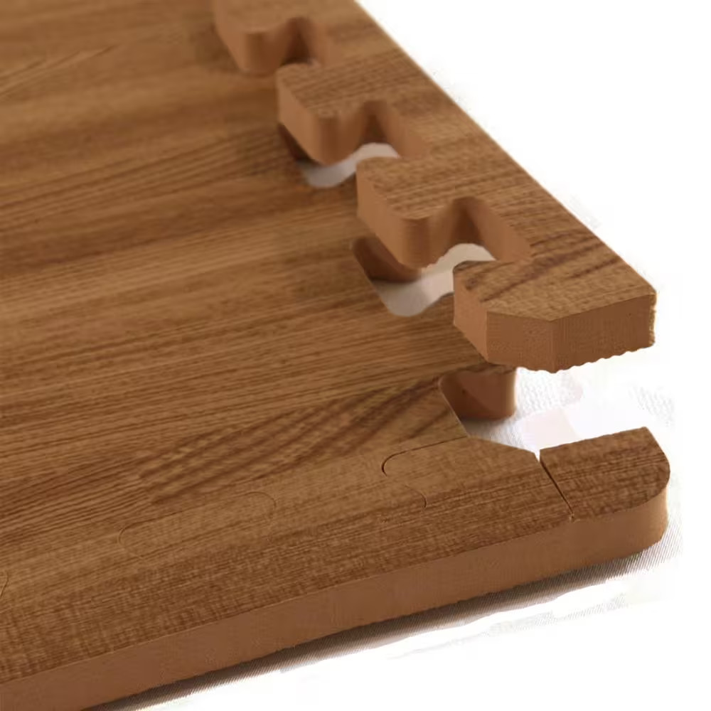 Wood Grain Reversible Dark Wood/Tan 24 In. W X 24 In. L Foam Interlocking Floor