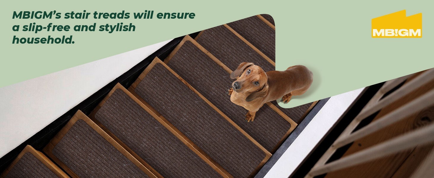 MBIGM 15 Pack Non Slip Carpet Stair Treads Gray 8×30 Washable Indoor Rugs NEW