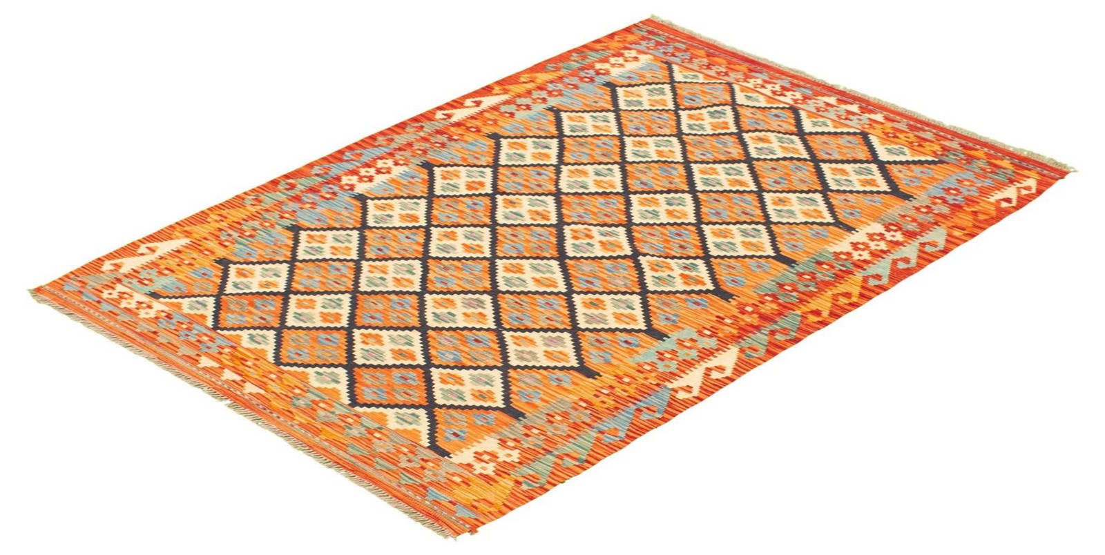 Vintage Hand Woven Area Rug 4’3″ x 6’3″ Traditional Wool Oriental Carpet