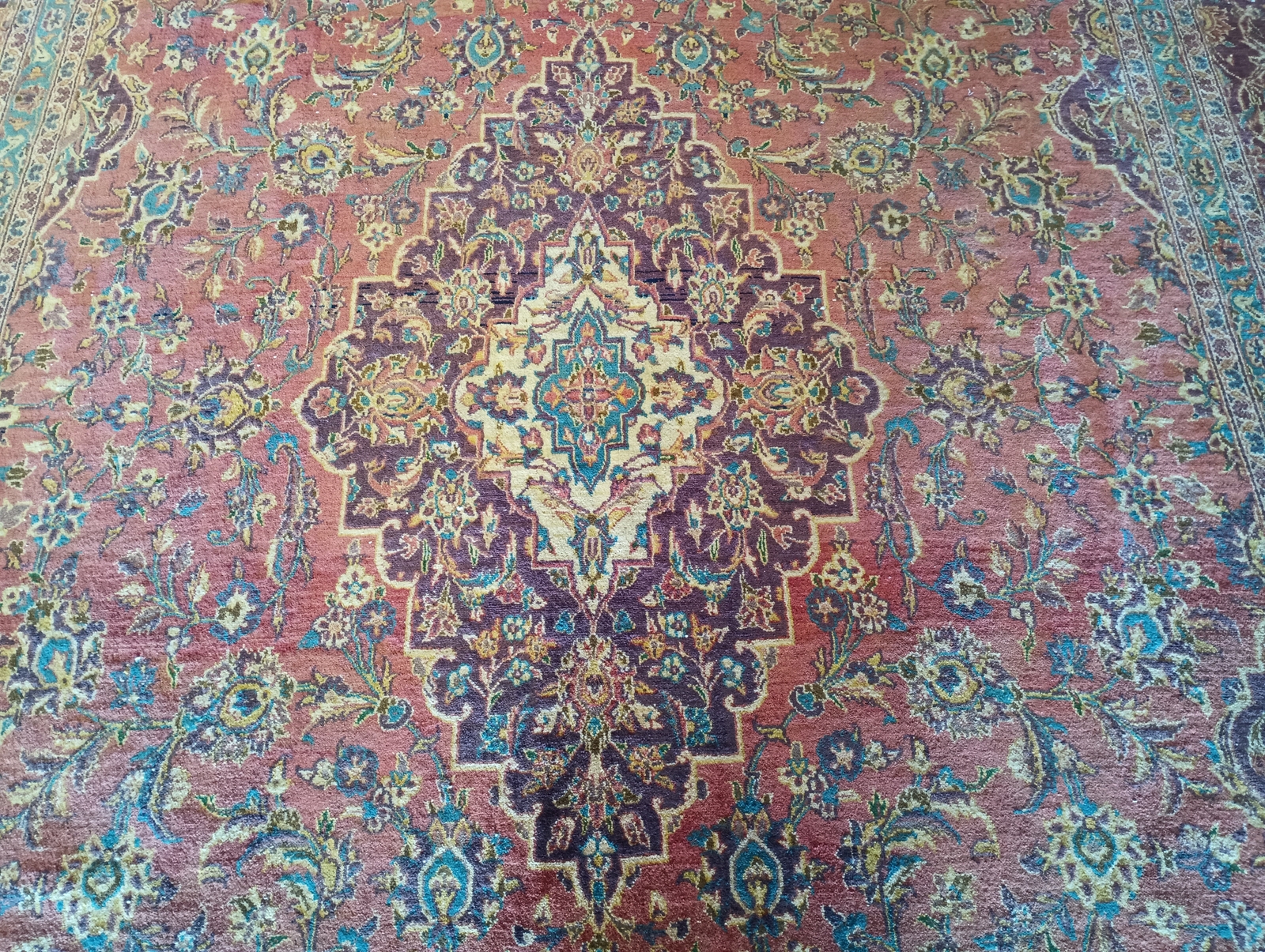 8′ x 13′ OLD Traditional Kashaan Rug Faded antique Red #F-5869