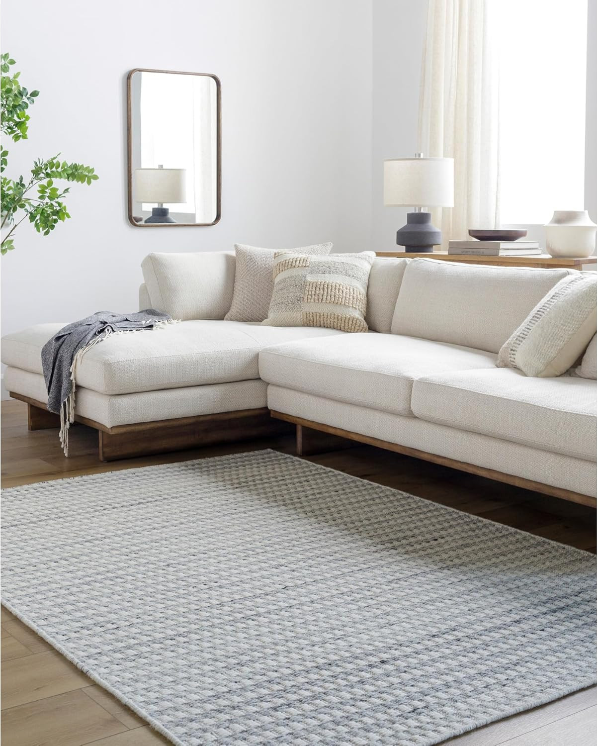 Mardin Contemporary Cottage Area Rug 3’6″ x 5’6″ White/Blue