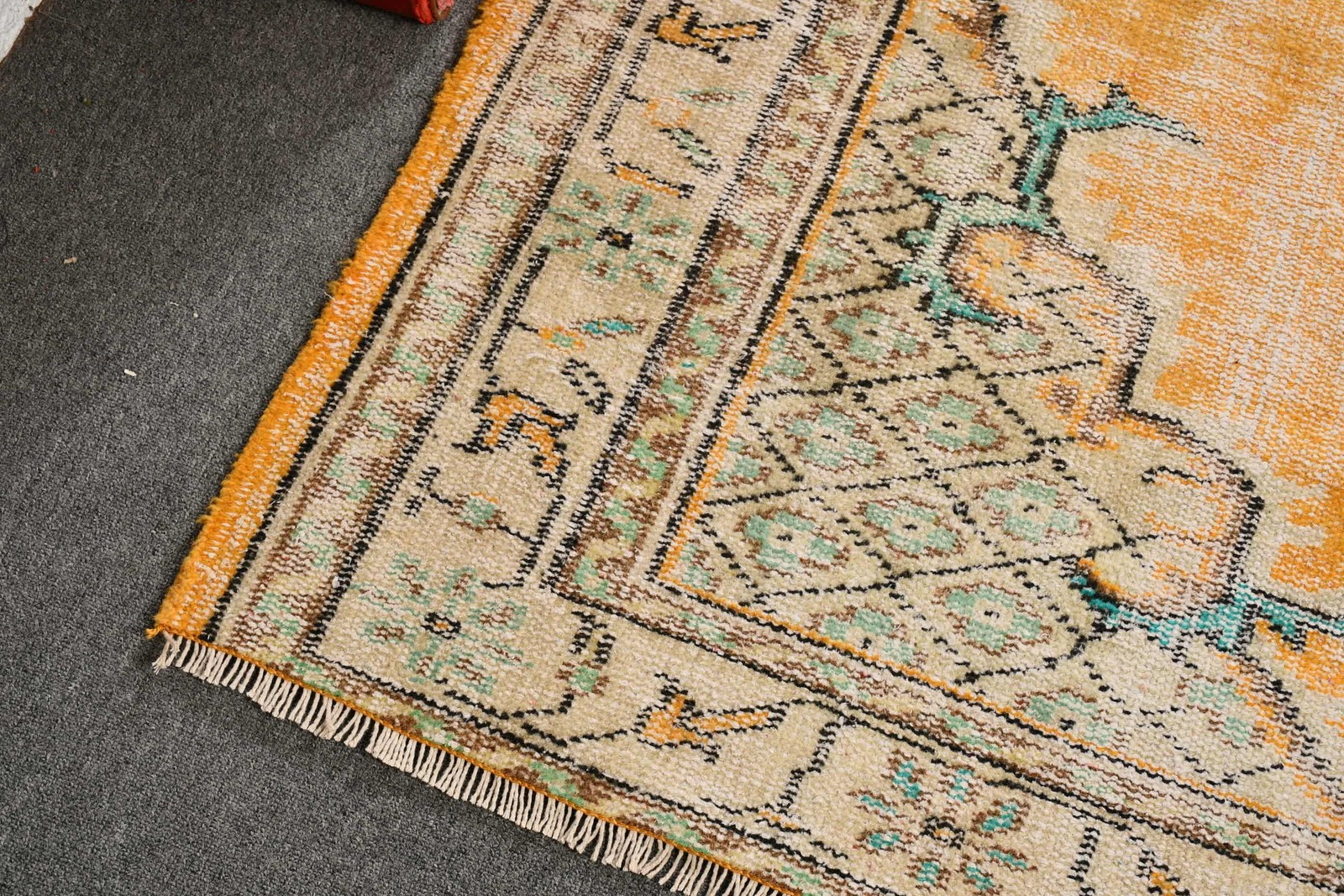 5,2×8,6 ft Vintage Rug, Turkish Large Rug, Yellow Ombré Wool Rug