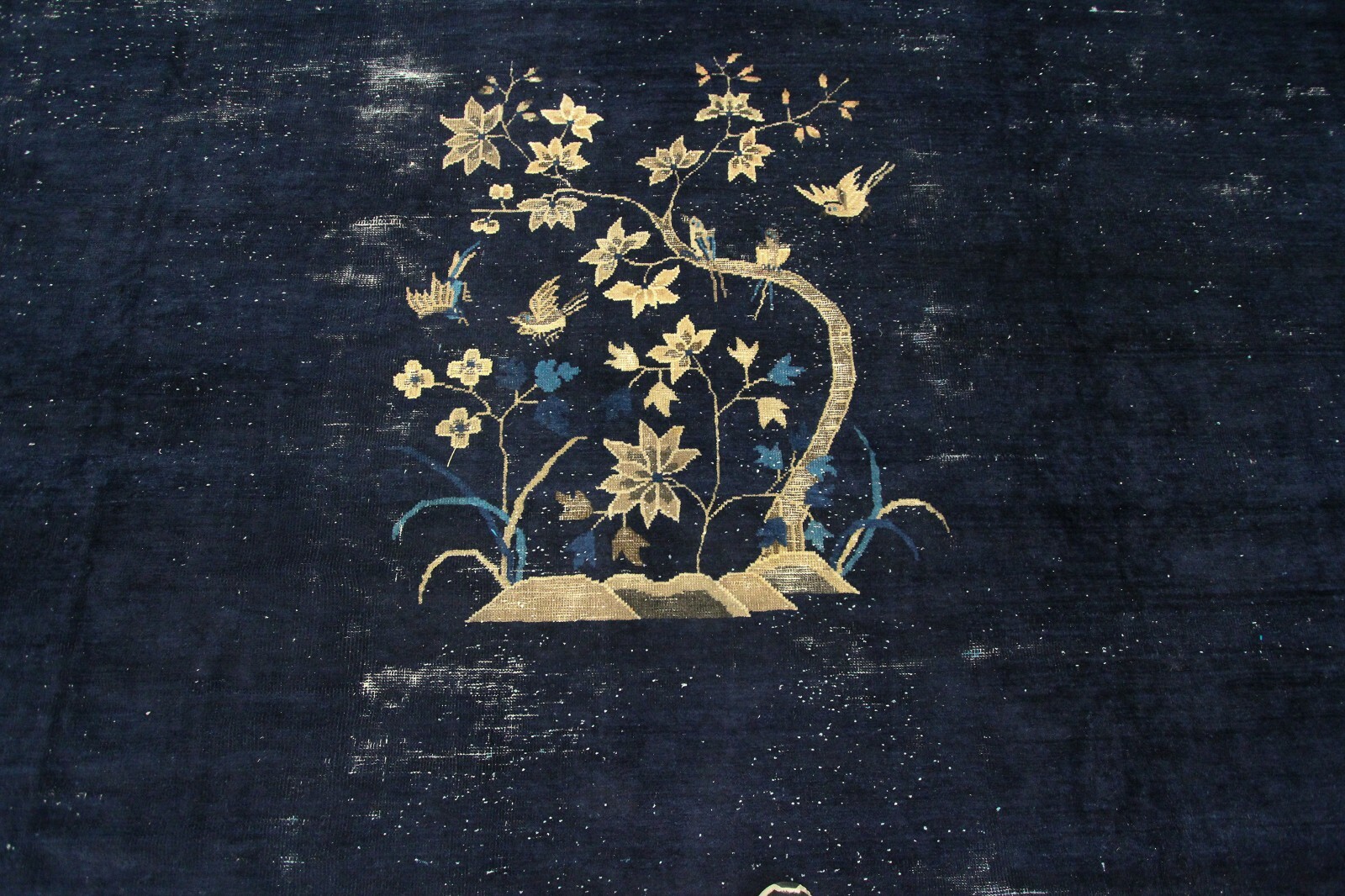 13×19 Rare Antique Chinese Art Deco Handmade Rug Museum Quality Blue c.1870
