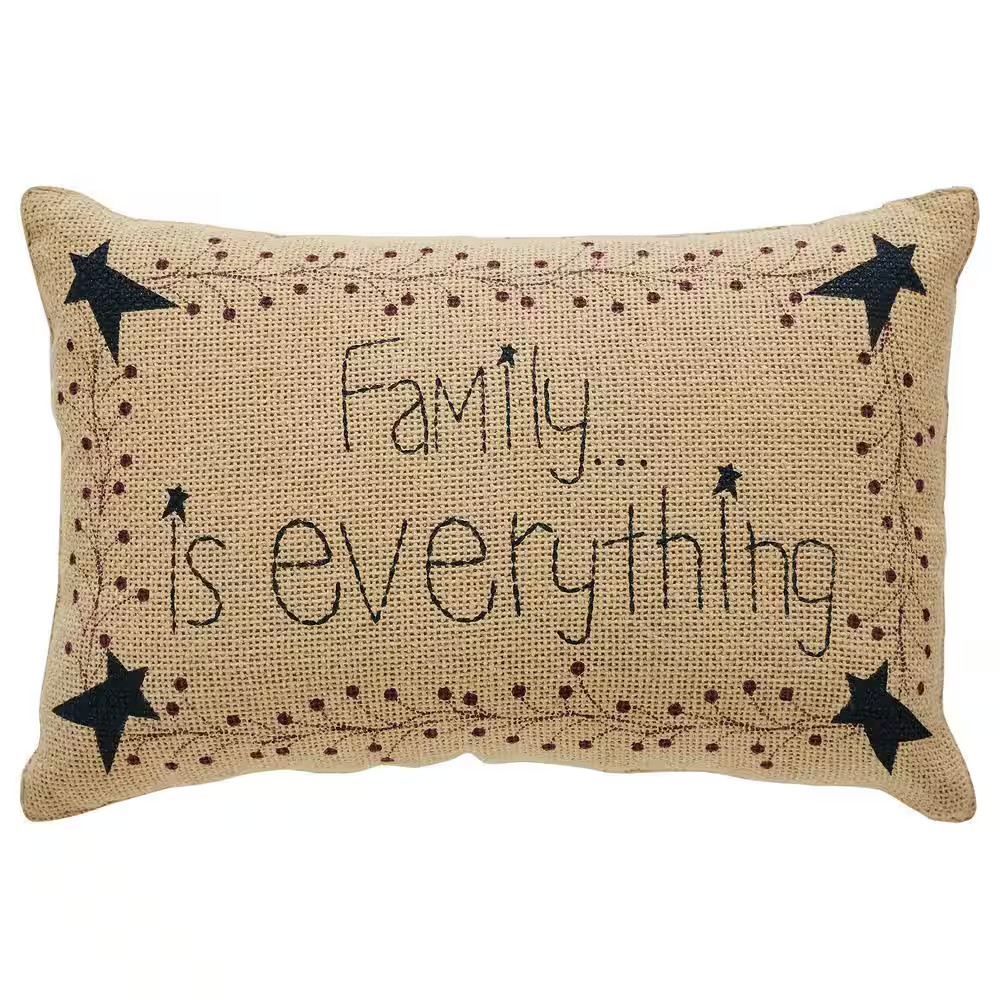 Pip Vine Star Natural Country Black Burgundy Primitive Family 9.5 In. X 14 In. T