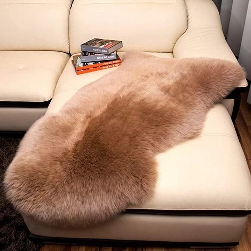Luxury Large Genuine Sheepskin Rug 3″ Pile – Light Brown 2’6″ x 3’7