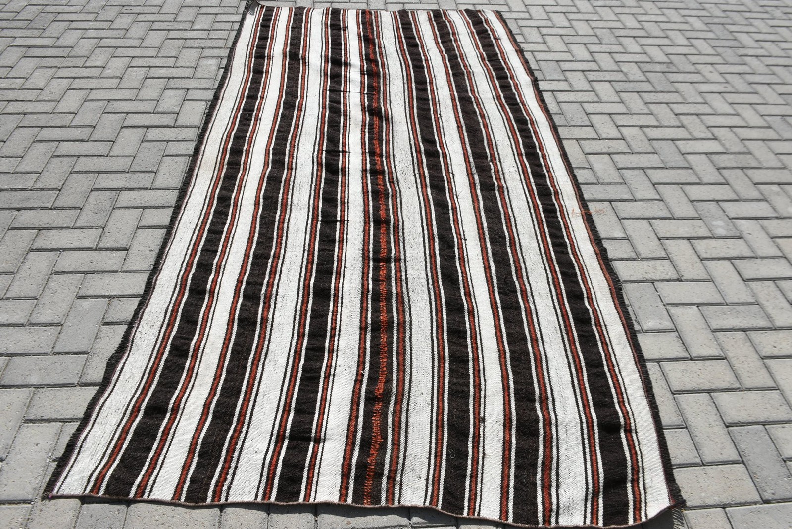 9,1×4,6 ft Vintage Rug, Turkish Large Rug, Black White Animal Print Rug
