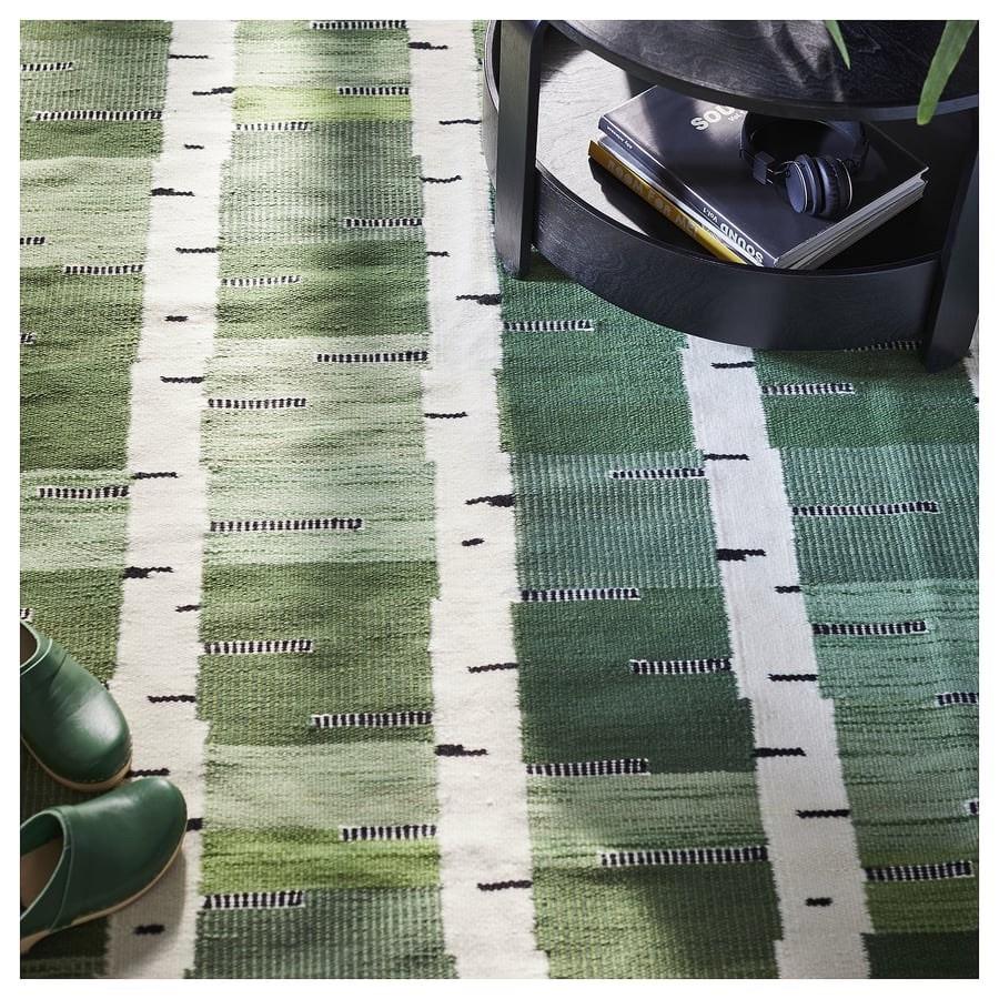 IKEA STOCKHOLM 2025 Rug, flatwoven, green/white handwoven, 5 ‘ 7 “x7 ‘ 10 “
