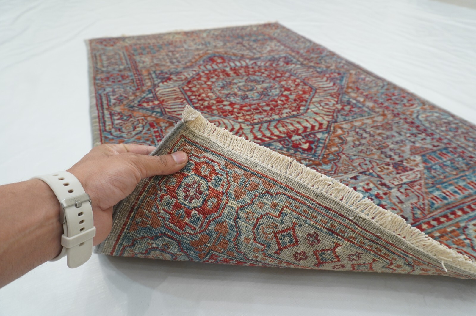 3 x 4 ft Gray Mamluk Afghan Hand Knotted Wool Medallion Small Area Rug