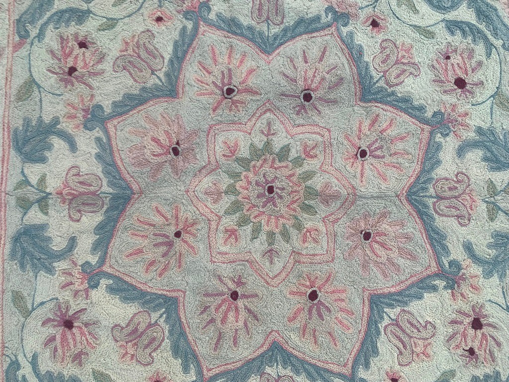 Vintage French Style Medallion Design Aubusson Needlepoint Rug 3×5 ft Free Ship