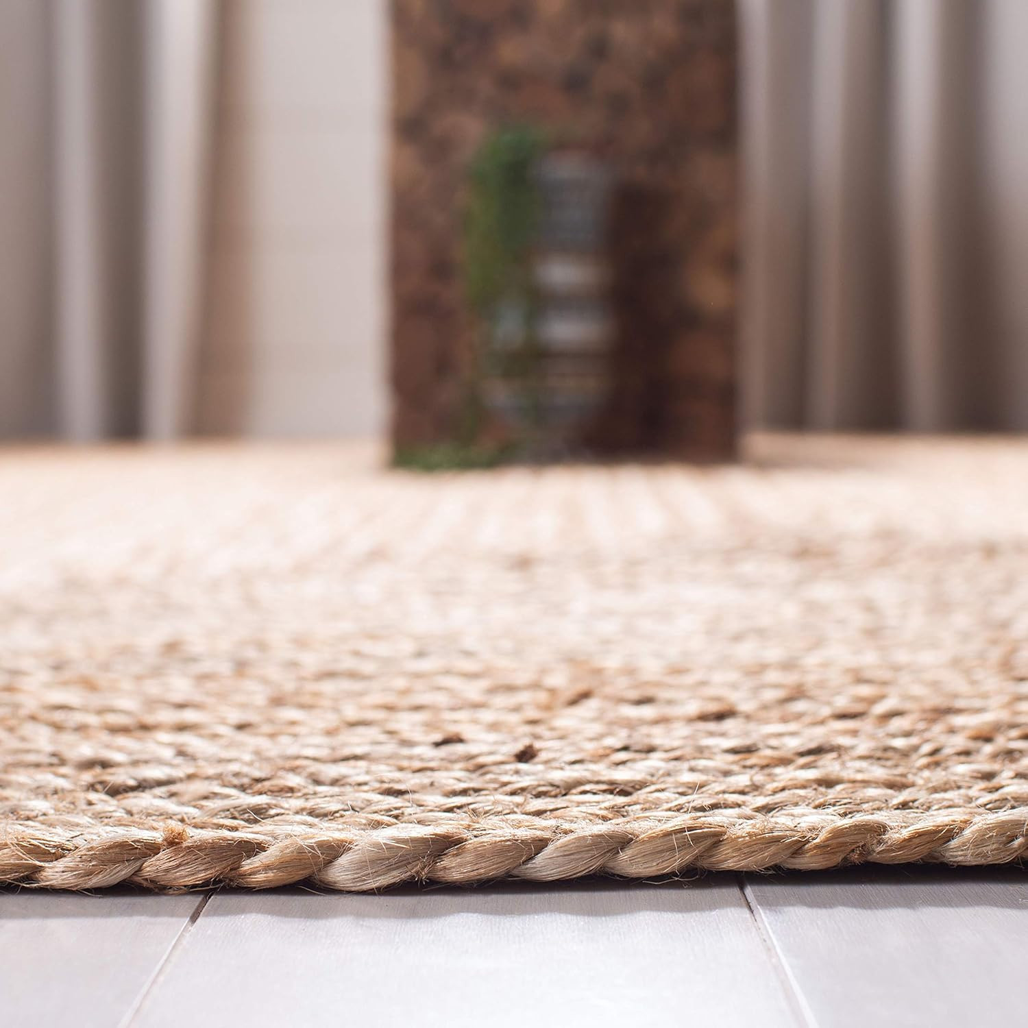 Area Rug 6X9 – Cape Cod Collection – Natural Brown, Handmade Braided Flat Weave