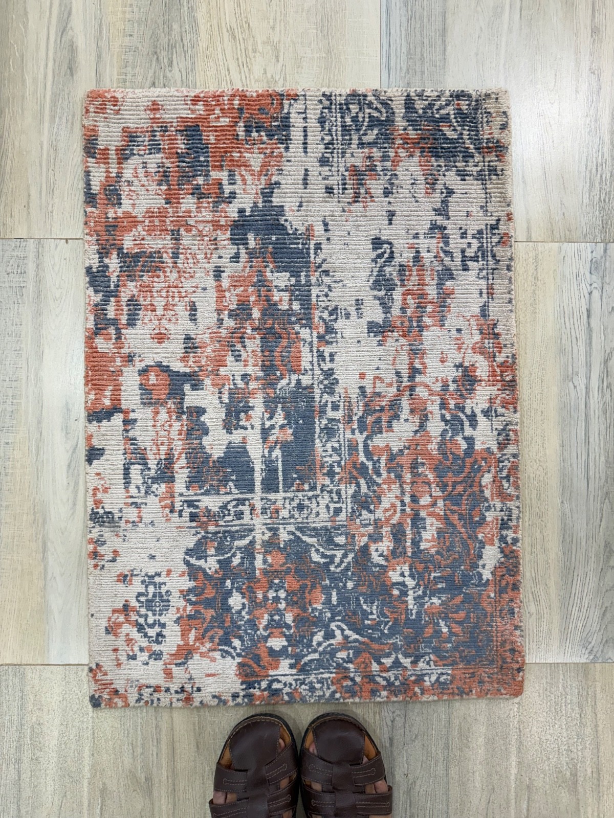 Hand Woven Viscose Rug 2 x 3 Modern Rustic Erased Home Decor Small Bedroom Rug