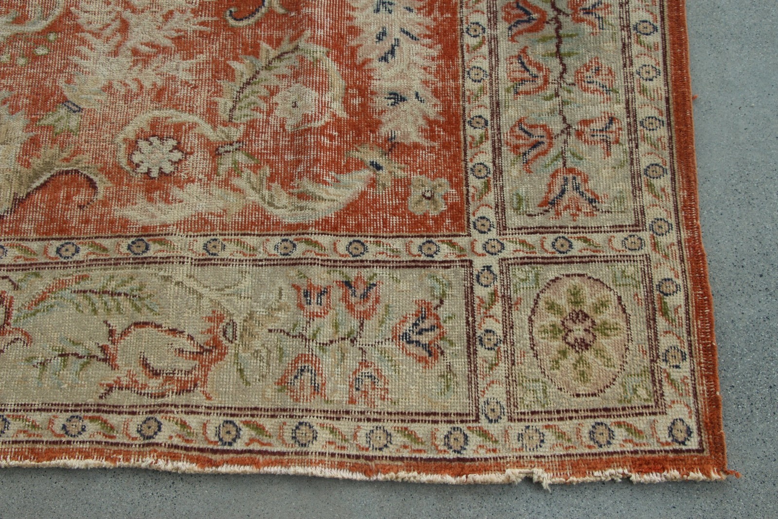 6,6×10,5 ft Turkish Rug, Orange Patchwork Vintage Rug Wool