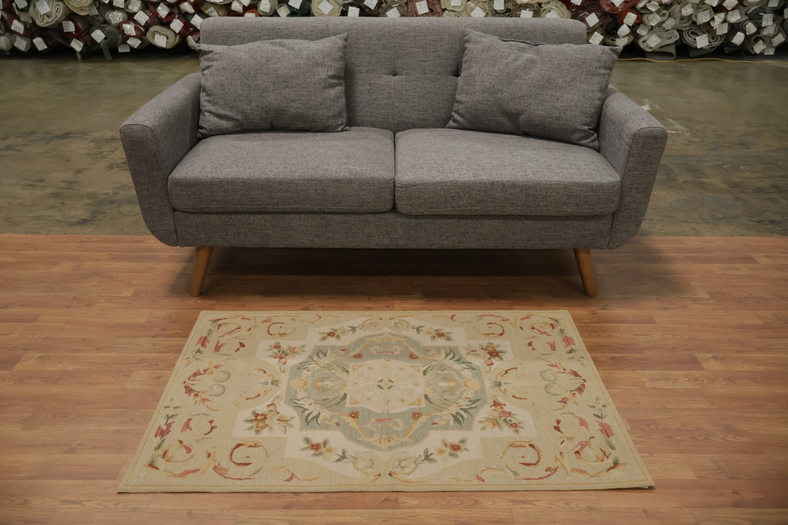 Aubusson Tapestries Chinese Accent Rug 3×4 Needle-Point Wool Victorian Style