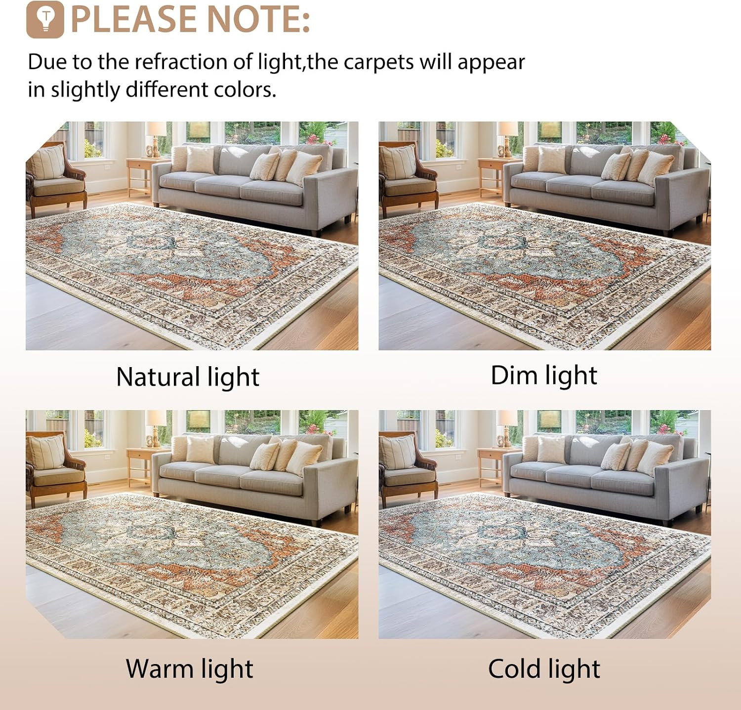 Washable Boho 8X10 Area Rug, No Pile, Living Room, Green Brick | Machine Washabl